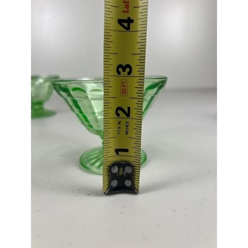Vintage Anchor Hocking Block Optic‎ Green Uranium Depression Glass Sherbet Cup 5 - Picture 13 of 15